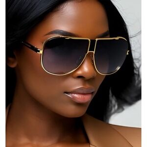 Gold Frame Aviator Sunglasses Women Vintage Style Hip Hop Luxury Style Fancy New